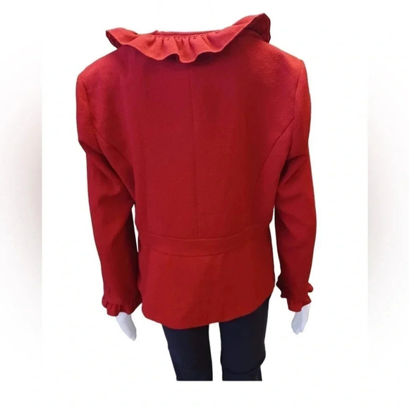 Danny & Nicole Red Ruffled  Blazer Size 16 - Picture 2 of 11